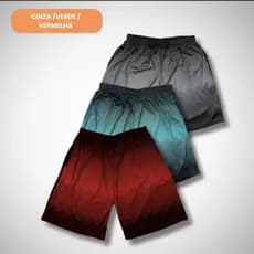 Kit Com 3 Bermuda Shorts Dry Fit ESTAMPA Helanca Masculino Calção Leve Esportes Academia Treino Varão