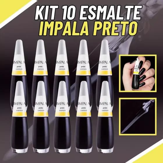 KIT ESMALTE IMPALA PRETO CREMOSO COR DA SUA MODA