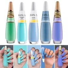 Kit Esmaltes Impala Tons de Azul Verde Água