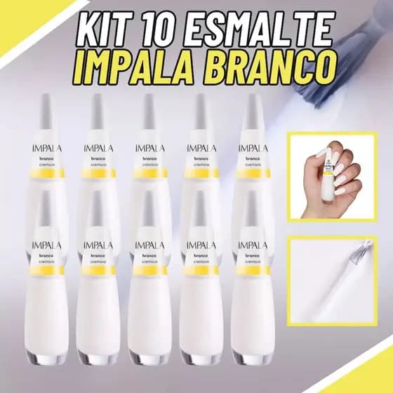 Kit Esmaltes Impala Branco Cremoso Cor da Sua Moda