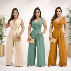 macacão longo feminino pantalona social luxo
