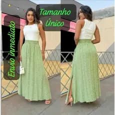Saia feminino longa com bolso e fenda laterais cintura alta ,saia evangélica