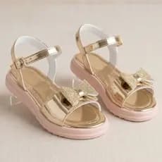Sandália Infantil Menina Feminino Flatform com Detalhe Laço Glitter Confortável Casual Promoção