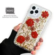 Capa Capinha Celular Case Compatível Com iPhone 11 12 Pro Max 12 Mini Flores Reais Silicone Anti-queda Transparente