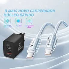 Cabo Carregador Celular Carregamento Rápido Tipo C Para Tipo C 1M Durável Transmissão com GaN Adaptador