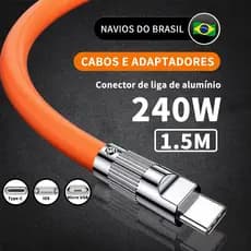 Cabo de dados de carregamento rápido tipo C V8 Micro USB iP 240W 6A 1,5M Cabo de dados Silicone líquido
