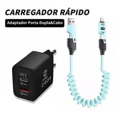 Cabo Carregador Celular Carregamento Rápido 4 Em 1 Tipo C iP 1,5M Mola Silicone Cabo