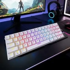 Mega Teclado Mecânico Gamer 60% com Switch Azul e RGB Com funçoes profissionais Gamer