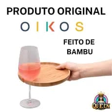 Kit Petisqueiras Oikos Com Suporte Para Taças de Madeira Bambu Tábua de Queijos e Petiscos Frios