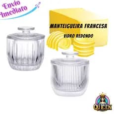 Manteigueira Francesa Em Vidro Graffiato Ou Melina Luxo Porta Manteiga Canelada Mesa Posta Hauskraft150g
