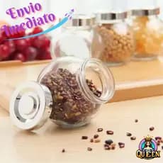 Porta Condimentos de Vidro Com Tampa de Plástico Metalizado ou Preto 4 Peças 180 ml