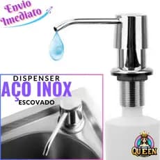 Dispenser Porta Detergente Para Embutir De Pia Plástico e Aço Inox Inoxidável Max Clean 350ml