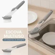 Escova de Limpeza Multiuso com Reservatório de Detergente Cozinha Lavanderia