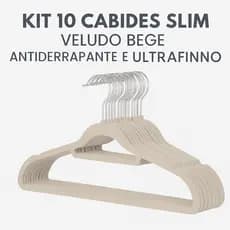 Kit 10 Cabides Slim Veludo Bege Antideslizante e Ultrafino