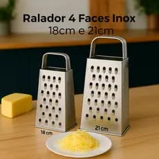 Ralador 4 Faces Inox 18cm e 21cm | Ralador de Queijo Legumes Verduras Cozinha
