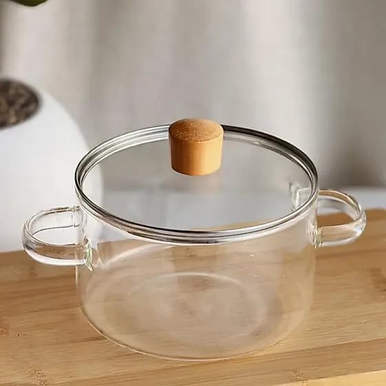Caçarola de Vidro Panela de Vidro com tampa 1,4 Litros