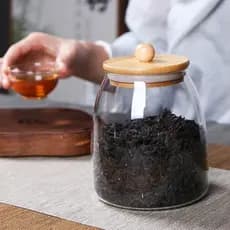 Pote BOLINHA G TRANSPARENTE C/ Tampa Hermética Bambu 950ml