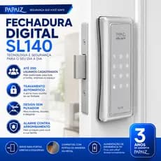 Papaiz Fechadura Digital Eletrônica com Senha De Sobrepor SL140 Prata