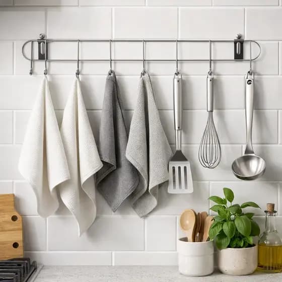 Barra Organizadora de Utensílios de Cozinha 36 cm Suporte com 8 Ganchos em Aço