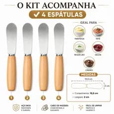 Espátula para Manteiga e Geleia Cabo de Madeira – Kit 4/8/12 Peças