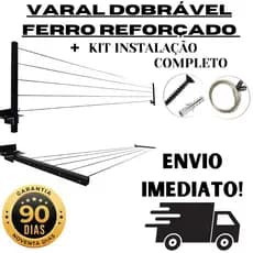 Varal De Parede Retrátil Em Aço Dobrável, Articulado, Cabo De Aço Encapado - ENVIO IMEDIATO