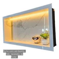 NICHO COM LED   110v  ou  220v     De Porcelanato Para Banheiro 60x30 cm De Embutir na Parede Porta Shampoo.