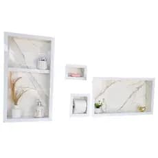 KIT 4 itens  NICHO VERTICAL + PORTA PAPEL HIGIÊNICO + SANONETEIRA+ NICHO DE BANHO.