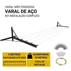 Varal de Roupa Ferro com Suporte 20kg - Dobrável, Compacto e ideal para Pequenos Espaçoes - ENVIO IMEDIATO