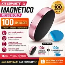 Kit 100 Suportes Magnéticos Celular Rose Gold Com Placas Adesivas