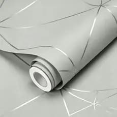 5 a 20 Metros de Papel Adesivo Cinza Geométrico com Linhas Brancas Decorativo de Ambiente