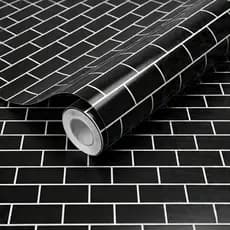 Papel Adesivo 10 Metros Preto Tijolinhos para Decoração Sala, Quarto, Escritório