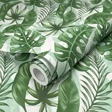 Papel De Parede  5 Metros x 45cm Autoadesivo Folhas Costela De Adão Planta Plantas Lavável