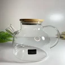 Bule em Vidro e Bambu 900 ml - Jarra Para Chá em Vidro