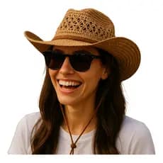 Chapéu Country Gypsy Boho Palha Durinha Hippie Chic Cowboy de Praia Virginia