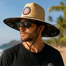 Chapeu De Praia Palha Estampado Masculino Feminino Aba Larga Surf Verão Proteção