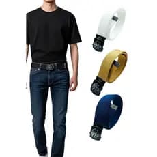 Cinto Masculino Plus Size Básico Tecido Nylon Resistente Fivela Caveira Grafite Ajustável - Felipe