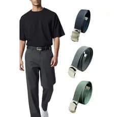 Kit 3 Cinto Masculino Elegante Plus Size Tecido Nylon Resistente Fivela De Metal Prata - Pietro