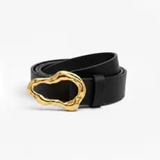 Cinto Feminino Da Moda Elegante Casual Estilo Blogueira Couro Sintético fivela Oval Dourada - Manuela