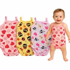 Kit 3 Body Bebe Menina Alcinha 100% Algodão Roupa de Bebê P M G 3 Peças de Bodies para Bebê Regatinha de Bebe Blusa
