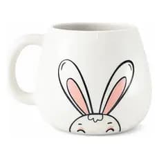 Caneca Coelho Páscoa Porcelana 500ml Orelha Boca Presente