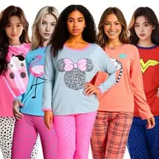 Kit 2 Pijamas Feminino Inverno Longo em malha Estampas Sortidas