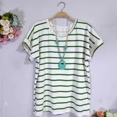 Nova camiseta listrada feminina plus size