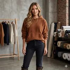 Blusa Moletom Feminina Inverno com Capuz e Bolso Canguru 310g/m²