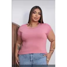 Nova camiseta feminina plus size com alças de strass.