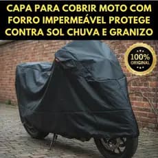 Capa Para Cobrir Moto Grande Cor Preto Couro Impermeável Protege Sol Chuva Granizo Riscos