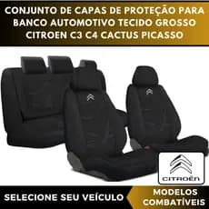Conjunto de Capas De Proteção Para Banco Automotivo Tecido Grosso Citroen C3 C4 Cactus Picasso