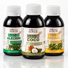 Kit Terapia Capilar óleo vegetal de Coco + óleo de Rícino + óleo de Alecrim Protect Hair 60ml