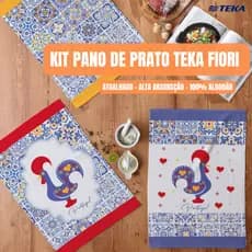 Kit pano de prato Teka fiori felpudo atoalhado copa 100% algodão grande 46 x 65 cm jogo para cozinha