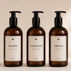 Frascos para shampoo, condicionador e sabonete 500ml âmbar kit para banheiro
