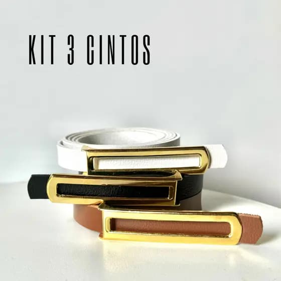 Kit 3 cinto feminino fino da moda